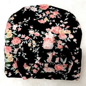 New Baby Girl black Flower Hat with Bow